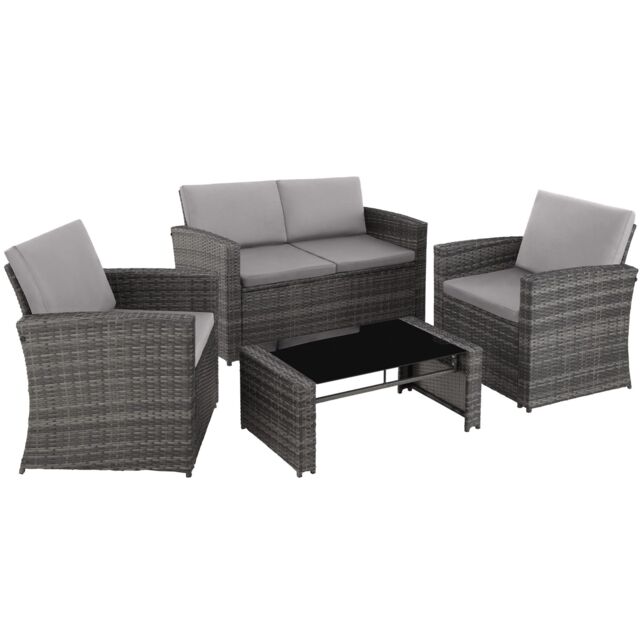 tectake Garden Furniture Set Jesolo in Light Grey - Size: 4 Person - image 1