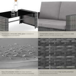 tectake Garden Furniture Set Jesolo in Light Grey - Size: 4 Person - thumbnail 5