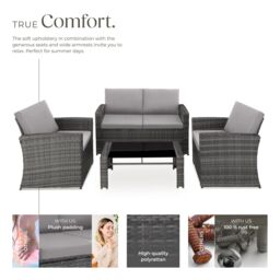 tectake Garden Furniture Set Jesolo in Light Grey - Size: 4 Person - thumbnail 3