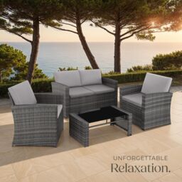 tectake Garden Furniture Set Jesolo in Light Grey - Size: 4 Person - thumbnail 8