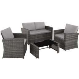tectake Garden Furniture Set Jesolo in Light Grey - Size: 4 Person