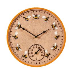 mysmartbuy Bee Design Indoor or Outdoor Wall Clock & Thermometer - 30cm Diameter - thumbnail 2
