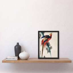 Artery8 Pheasant & Small Pine Vintage Japan Framed Wall Art Print Hiroshige in Red - Size: A4 - thumbnail 4