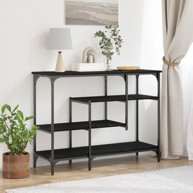Berkfield Home Console Table Black Oak 100x35x75 cm Engineered Wood & Steel - Size: 100 x 35 x 75 cm - image 1