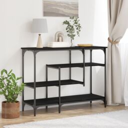 Berkfield Home Console Table Black Oak 100x35x75 cm Engineered Wood & Steel - Size: 100 x 35 x 75 cm