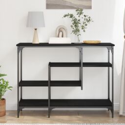 Berkfield Home Console Table Black Oak 100x35x75 cm Engineered Wood & Steel - Size: 100 x 35 x 75 cm - thumbnail 4