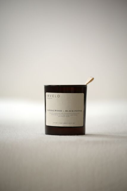 Imvelo Candle Co Signature Candle - Sandalwood + Black Pepper in Amber - image 1