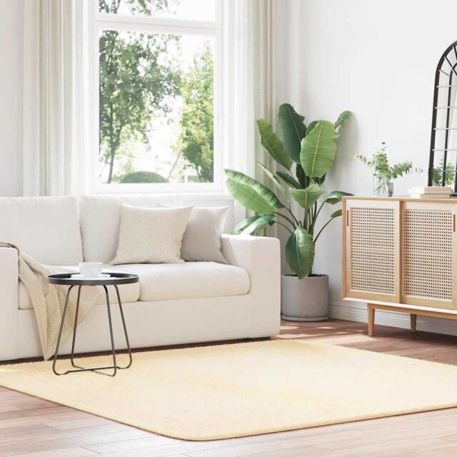 Berkfield Home Shaggy Rug High Pile NAVARRA Cream 200x200 cm Polyester - Size: Medium - image 1
