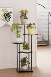 Living and Home 5-Tier Plant Stand Plant Display in Black - thumbnail 1