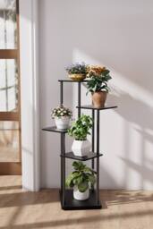 Living and Home 5-Tier Plant Stand Plant Display in Black - thumbnail 3