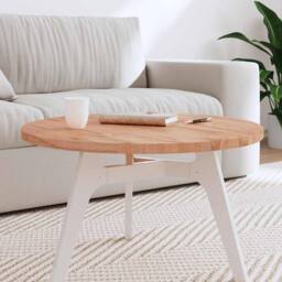 Berkfield Home Table Top Ã˜70x2.5 cm Round Solid Wood Beech in Brown - Size: 70x2.5 cm - thumbnail 2