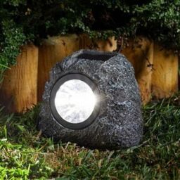 Marco Paul Grey Resin Solar Powered Realistic Granite Rock Spotlight 16cm