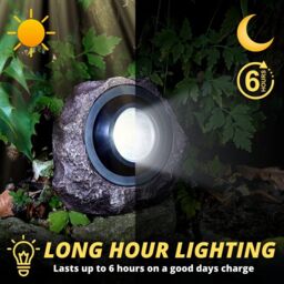 Marco Paul Grey Resin Solar Powered Realistic Granite Rock Spotlight 16cm - thumbnail 6