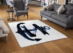 Benjamin Tate Design Watercolour Anchor Rug in Natural - Size: Large - thumbnail 2