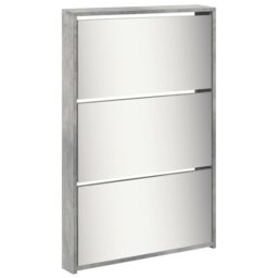 Berkfield Home Shoe Cabinet with Mirror 5-Layer Concrete Grey 63x17x169.5 cm - thumbnail 6