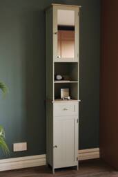 HD Designs Priano Mirrored 2 Door 1 Drawer With Shelves Tall Cabinet Bathroom in Grey - thumbnail 1