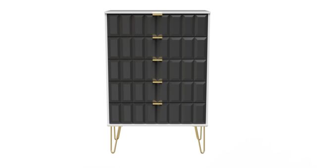 Ready Assembled 2 U Metro 5 Drawer Chest (Ready Assembled) in Dark Grey - image 1