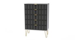 Ready Assembled 2 U Metro 5 Drawer Chest (Ready Assembled) in Dark Grey - thumbnail 3