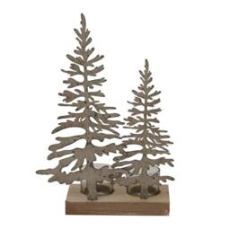 Lemon Pavilion Furniture and Decor Rustic Double Silhouette Decorative Trees on Stand - L8 x W20 x H29 cm in Brown - thumbnail 1