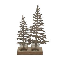 Lemon Pavilion Furniture and Decor Rustic Double Silhouette Decorative Trees on Stand - L8 x W20 x H29 cm in Brown - thumbnail 2
