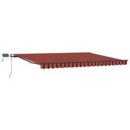 Berkfield Home Manual Retractable Awning with LED in Orange & Brown 400x350 cm - thumbnail 2