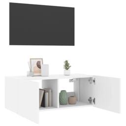 Berkfield Home TV Wall Cabinet with LED Lights White 80x35x31 cm - Size: 80 x 35 x 31 cm - thumbnail 6