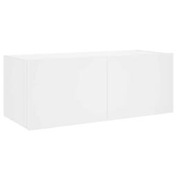 Berkfield Home TV Wall Cabinet with LED Lights White 80x35x31 cm - Size: 80 x 35 x 31 cm - thumbnail 7