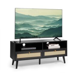 VonHaus Rattan Fronted Black TV Unit - thumbnail 8