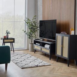 VonHaus Rattan Fronted Black TV Unit - thumbnail 5