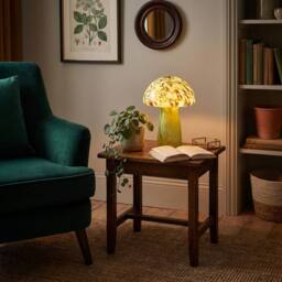Happy Homewares Retro Italian Designed Green Glass Mushroom Lamp with Copper Flecks - thumbnail 6
