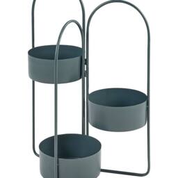 Wyld and Coco Evergreen Foldable 3-Planter Stand - Dark Blue Iron 56 x 26 x 75 cm - thumbnail 2
