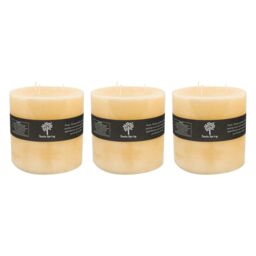 Nicola Spring Round 3 Wick Vanilla Pillar Candles - 130 Hours - Cream - Pack of 3 in Beige