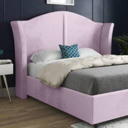 Casani Titchmarsh Curved Winged Pink Soft Velvet Designer Bed Frame - Size: Single - thumbnail 5