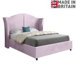 Casani Titchmarsh Curved Winged Pink Soft Velvet Designer Bed Frame - Size: Single - thumbnail 4