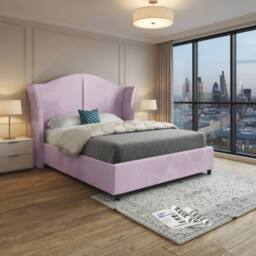 Casani Titchmarsh Curved Winged Pink Soft Velvet Designer Bed Frame - Size: Single