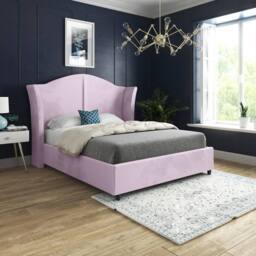 Casani Titchmarsh Curved Winged Pink Soft Velvet Designer Bed Frame - Size: Single - thumbnail 2