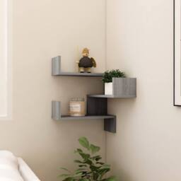 Berkfield Home Wall Corner Shelf Grey Sonoma 40x40x50 cm Engineered Wood - Size: 40 x 40 x 50 cm - thumbnail 7