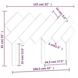 Berkfield Home Bed Headboard White 132x3x81 cm Solid Wood Pine - Size: 132 x 3 x 81 cm - thumbnail 6