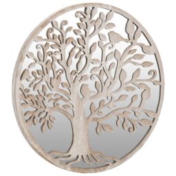 Berkfield Home Garden Mirror Sand 40x2.5 cm Iron Round for Outdoor Use in Beige - thumbnail 3
