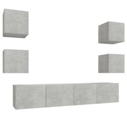 Berkfield Home 6 Piece TV Cabinet Set Concrete Grey Engineered Wood - thumbnail 2