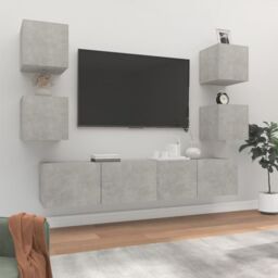 Berkfield Home 6 Piece TV Cabinet Set Concrete Grey Engineered Wood - thumbnail 1