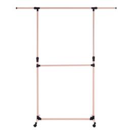 House of Home Double Clothes Rail, Extended Top Rail Adjustable Height, Pink - thumbnail 2