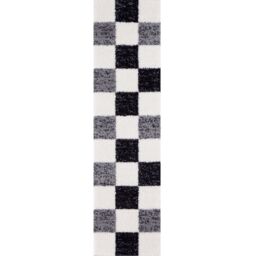 THE RUGS Soft Grey Ivory Check High Pile Shaggy Rugs & Runners Living Room - Size: 140 cm x 200 cm - thumbnail 8