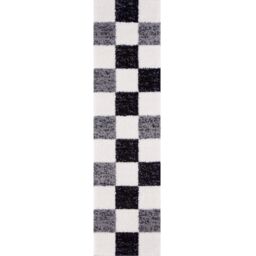 THE RUGS Soft Grey Ivory Check High Pile Shaggy Rugs & Runners Living Room - Size: 140 cm x 200 cm - thumbnail 5