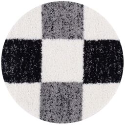 THE RUGS Soft Grey Ivory Check High Pile Shaggy Rugs & Runners Living Room - Size: 140 cm x 200 cm - thumbnail 6