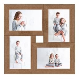 Berkfield Home Collage Photo Frame for 4x(13x18 cm) Picture Light Brown MDF - Size: 13x18 cm - thumbnail 2