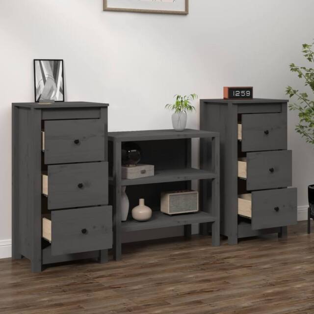 Berkfield Home Sideboards 2 pcs Grey 40x35x80 cm Solid Wood Pine - Size: 40 x 35 x 80 cm - image 1
