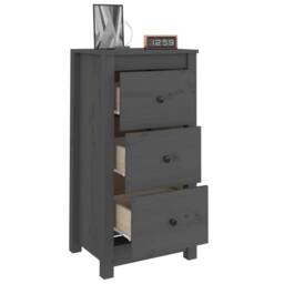 Berkfield Home Sideboards 2 pcs Grey 40x35x80 cm Solid Wood Pine - Size: 40 x 35 x 80 cm - thumbnail 4