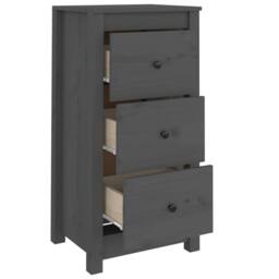 Berkfield Home Sideboards 2 pcs Grey 40x35x80 cm Solid Wood Pine - Size: 40 x 35 x 80 cm - thumbnail 8