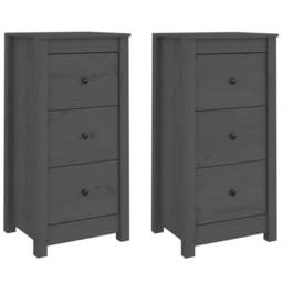 Berkfield Home Sideboards 2 pcs Grey 40x35x80 cm Solid Wood Pine - Size: 40 x 35 x 80 cm - thumbnail 3